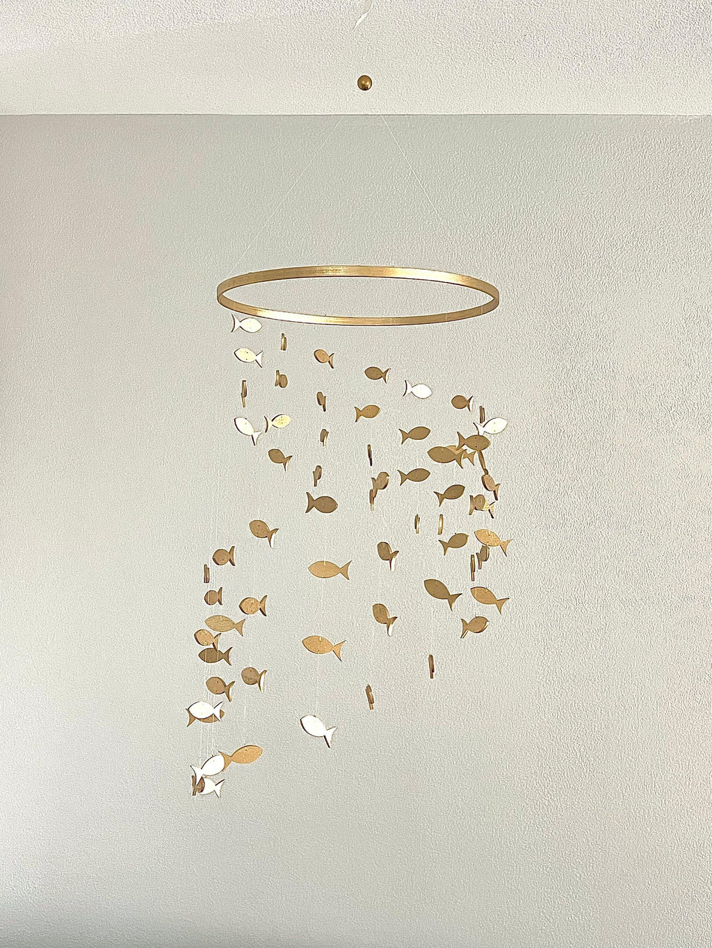 Wood fish baby mobile, marine crib mobile boho nursery night mobile, fishing kids mobile, minimalist mobile, fisherman neutral mobile