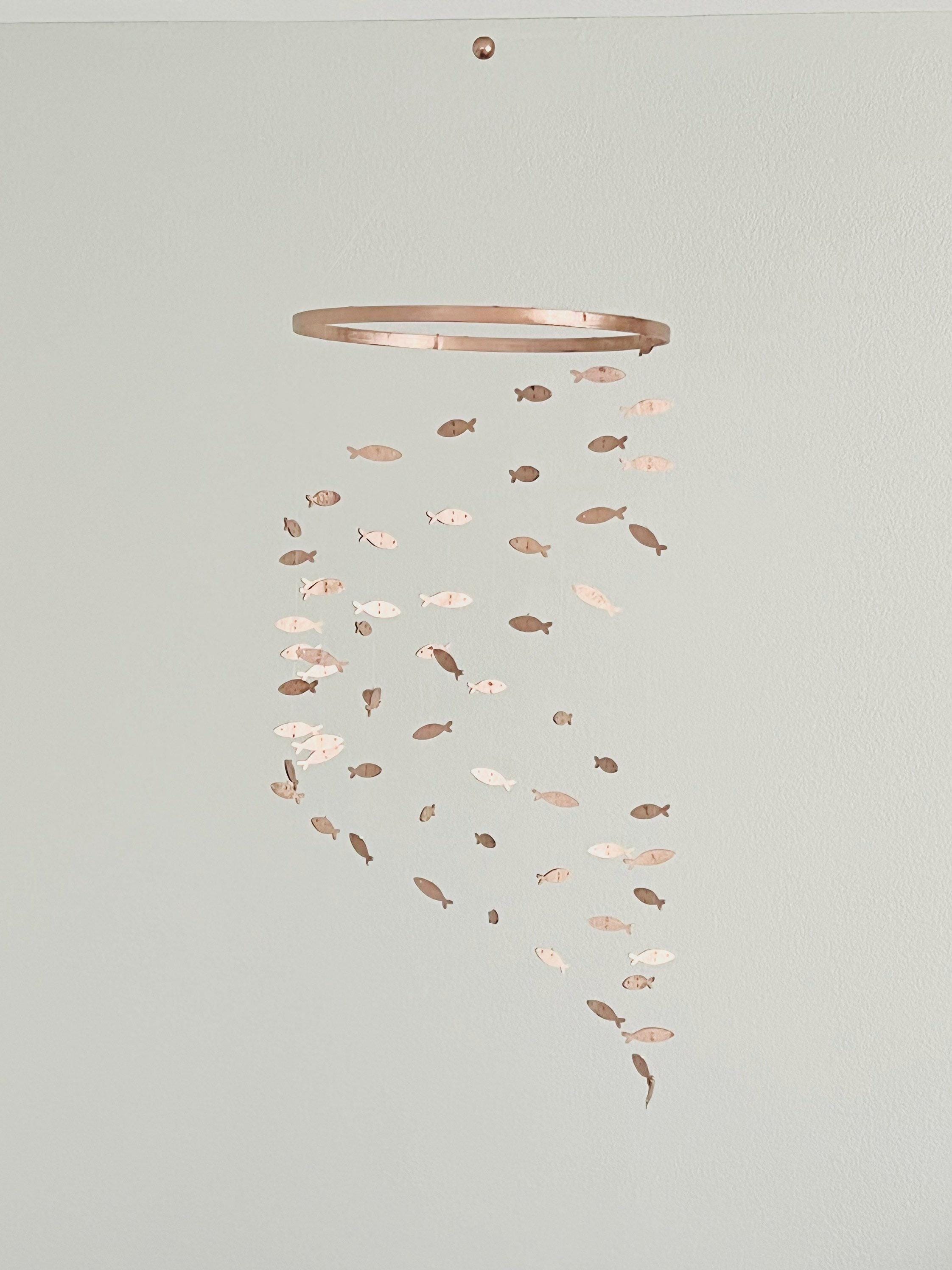 Wood fish baby mobile, marine crib mobile nursery, night baby mobile, kids mobile, minimalist mobile, gender neutral mobile