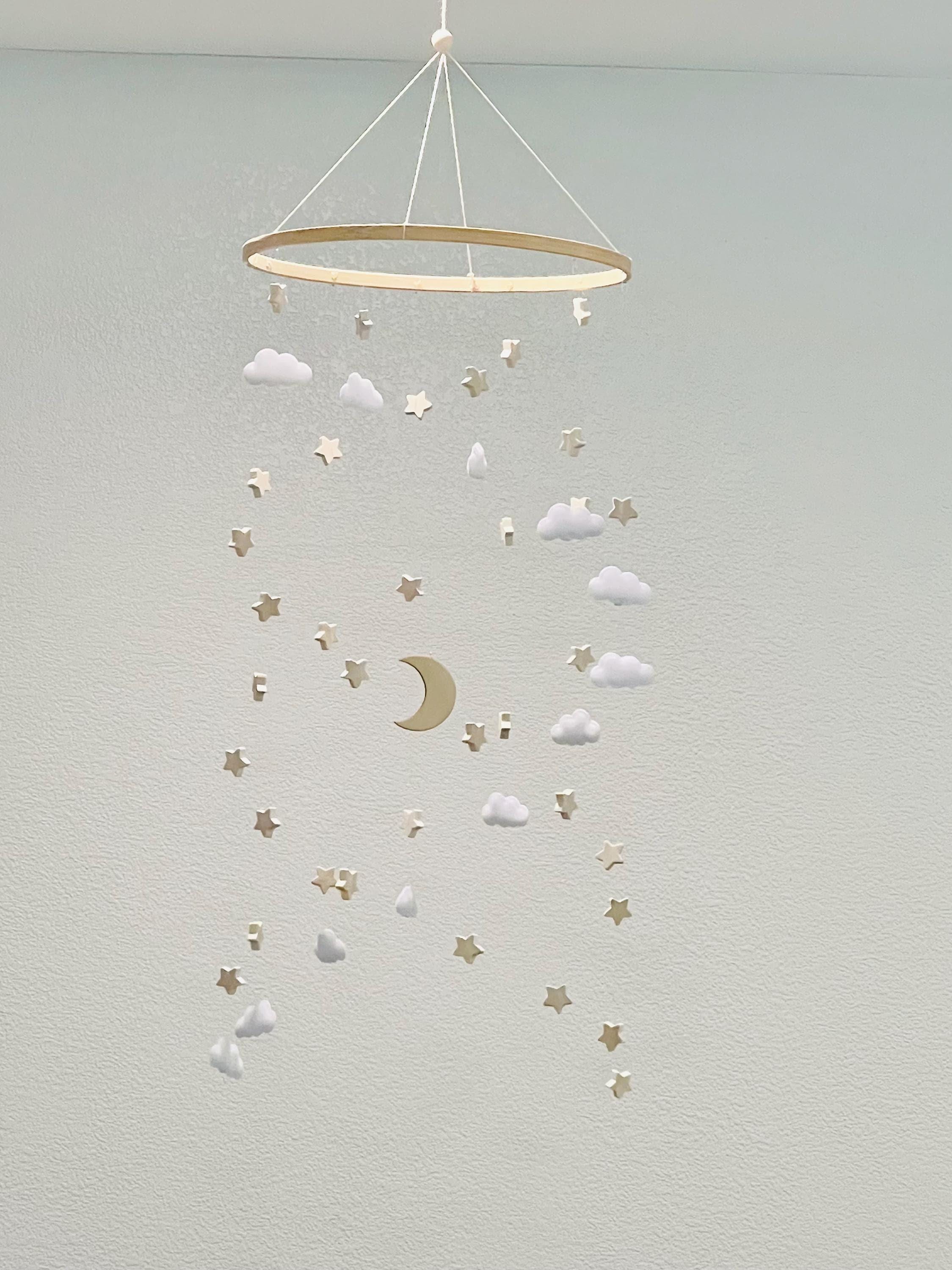 Stars and moon mobile, stars baby mobile, cloud mobile, neutral baby mobile, gender neutral nursery, baby boy nursery, baby girl mobile