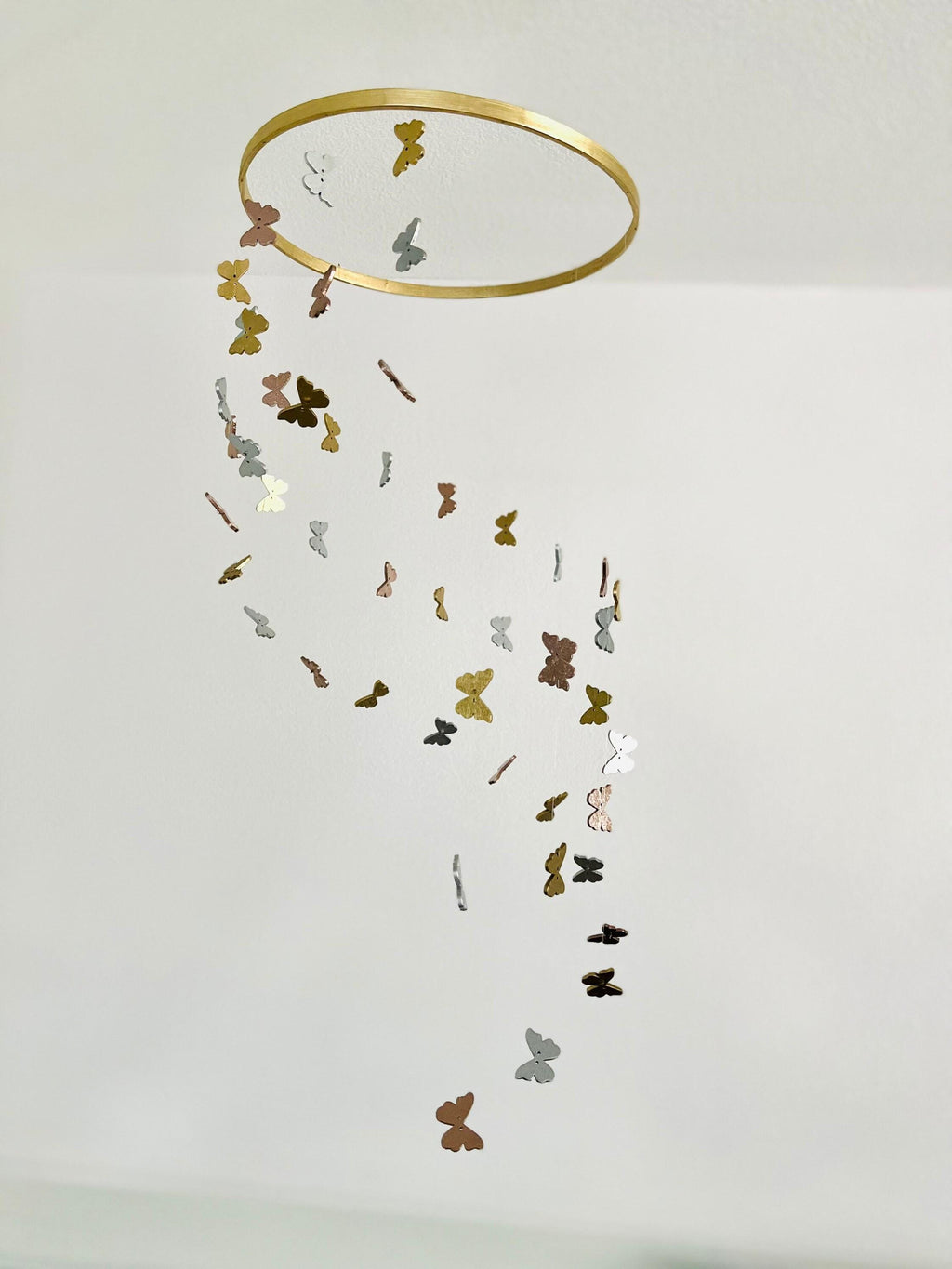 Multicolor butterflies baby mobile, gold, silver, rose gold wood kids mobile, boho minimalist mobile, gender neutral mobile