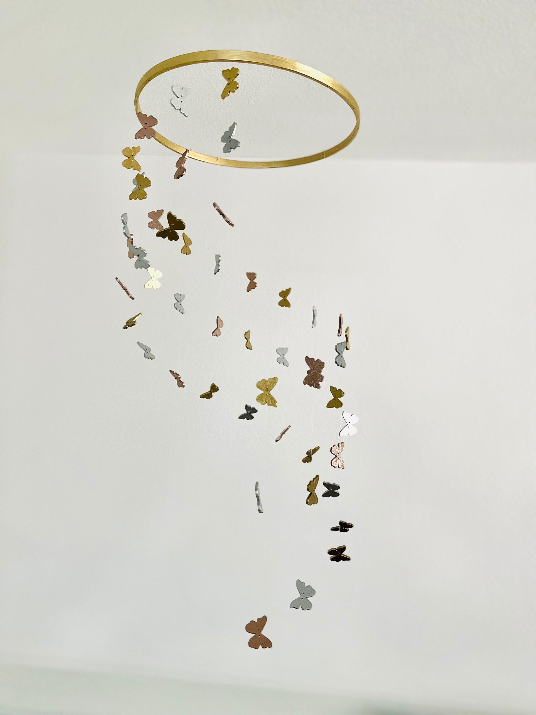 Multicolor butterflies baby mobile, gold, silver, rose gold wood kids mobile, boho minimalist mobile, gender neutral mobile