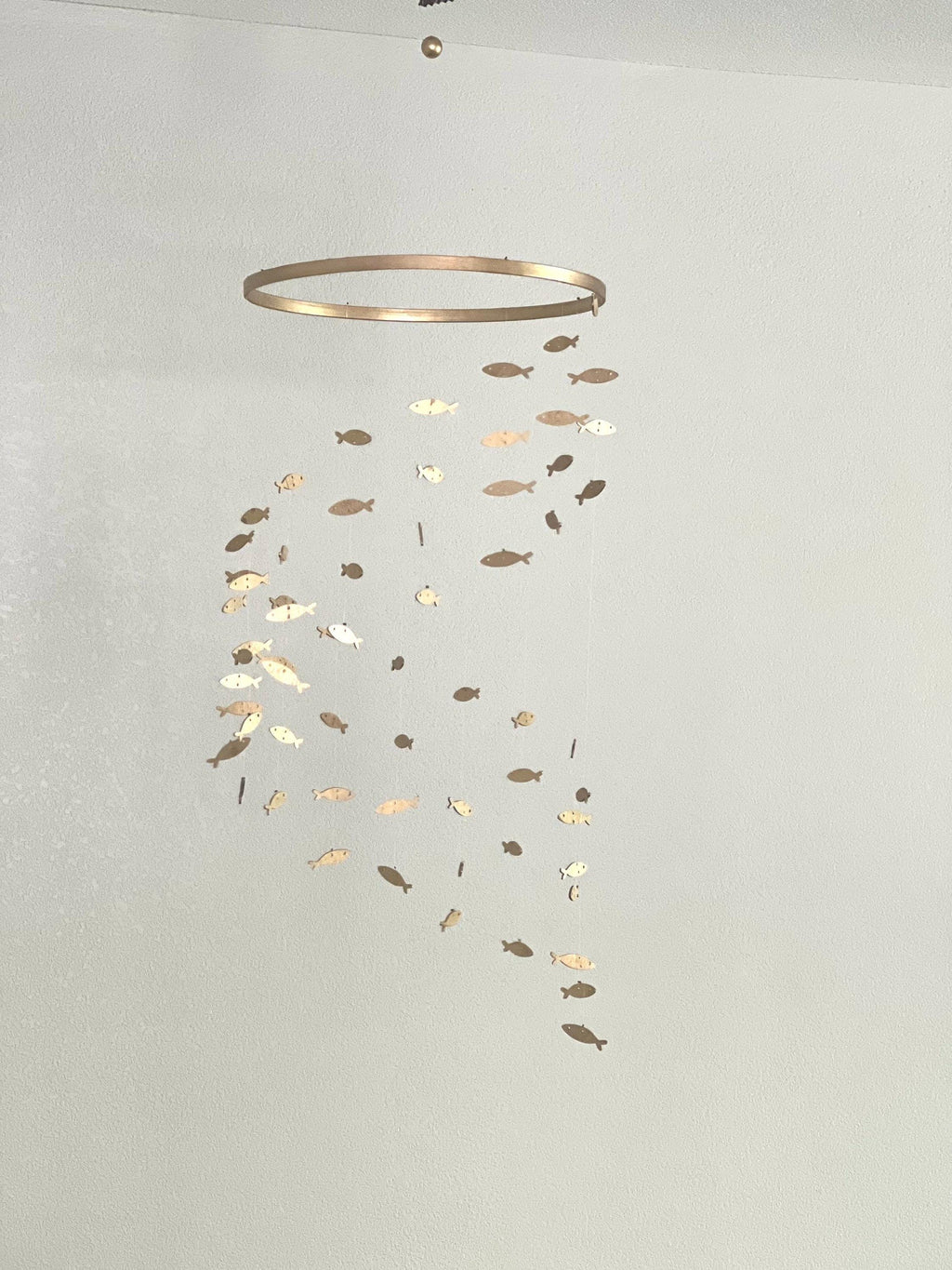 Gold silver fish baby mobile, marine crib mobile nursery, night baby mobile, wood kids mobile, minimalist mobile, gender neutral mobile