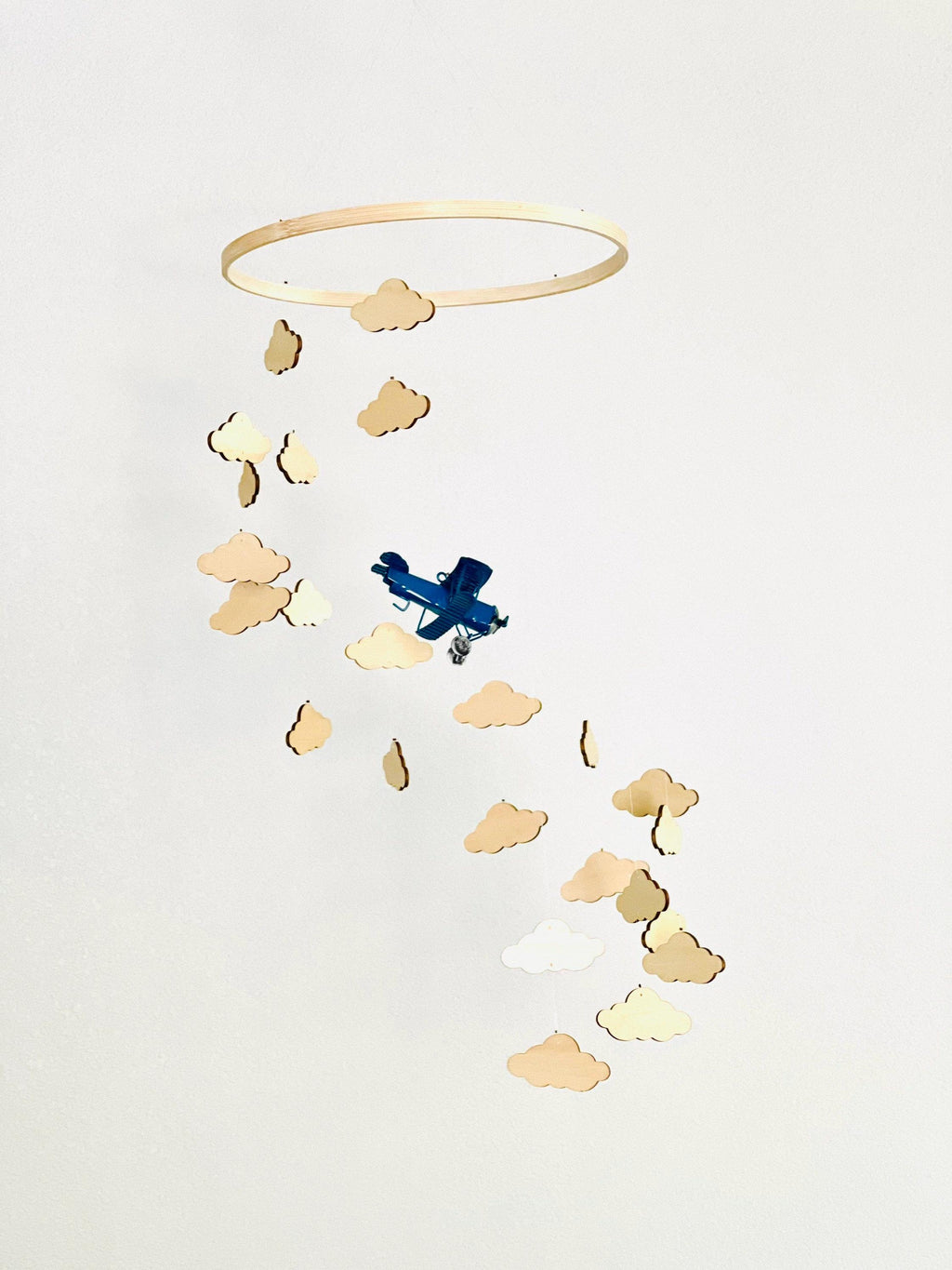 Airplane and clouds baby mobile, spiral crib mobile nursery, night baby mobile, kids mobile, minimalist mobile, gender neutral mobile