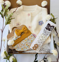 Christmas Gif Box Baby Gift Box – Ivory Knit Cardigan with Daisies, Headbands & Bib | Baby Shower Gift |  Outfit Set | Coming Home Gift
