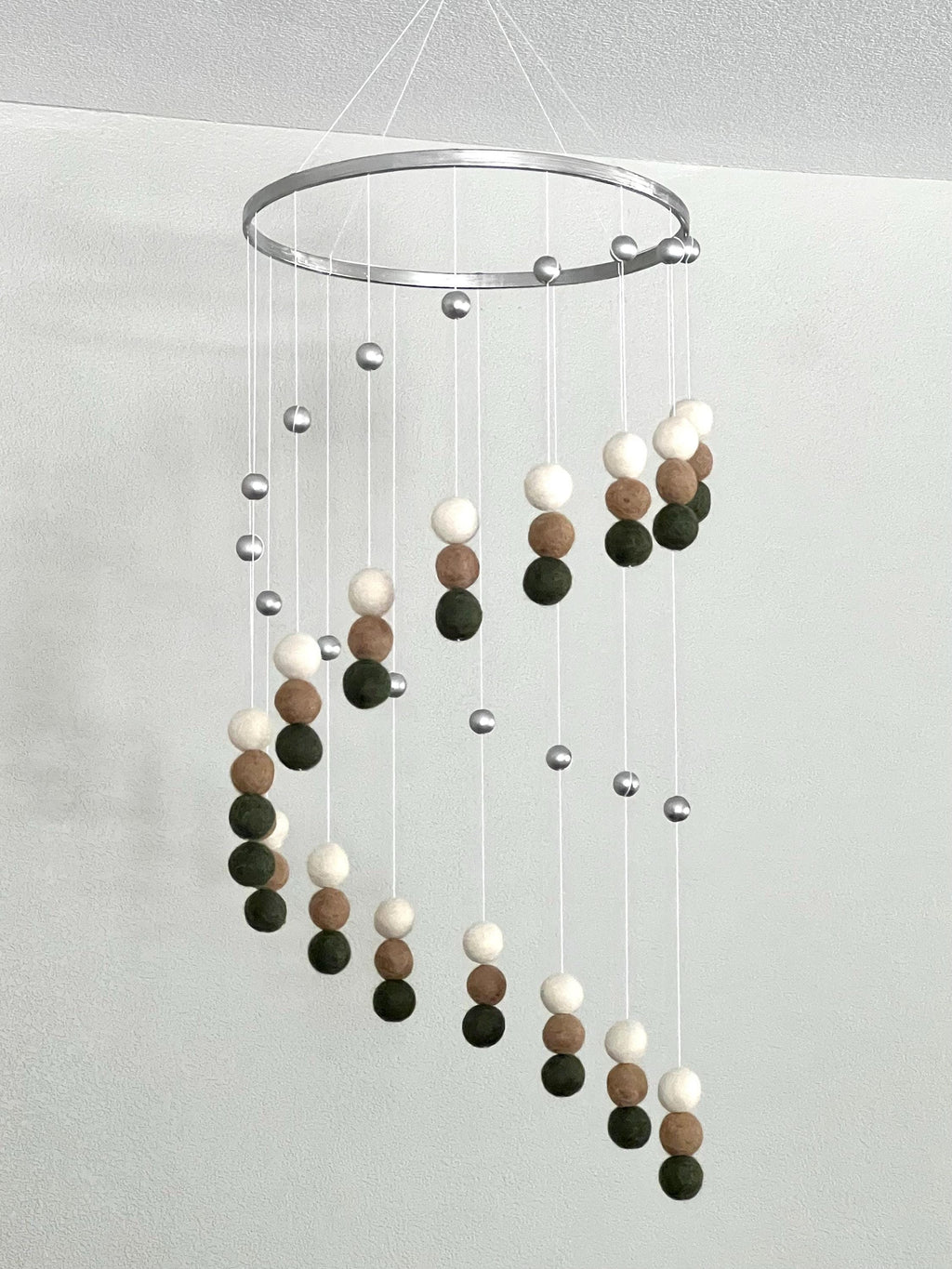 Felt wool ball mobile, pom pom mobile, felt pom pom mobile, felt ball mobile, baby girl mobile, minimalist mobile, boho nursery decor