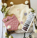Baby Gift Box – Ivory Knit Cardigan with Daisies, Headbands & Bib | Baby Shower Gift |  Outfit Set | Coming Home Gift| 9 month