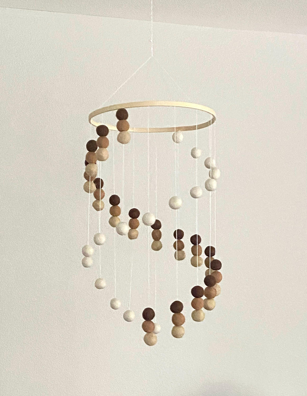 Felt wool ball mobile, pom pom mobile, felt pom pom mobile, felt ball mobile, minimalist mobile, boho nursery decor
