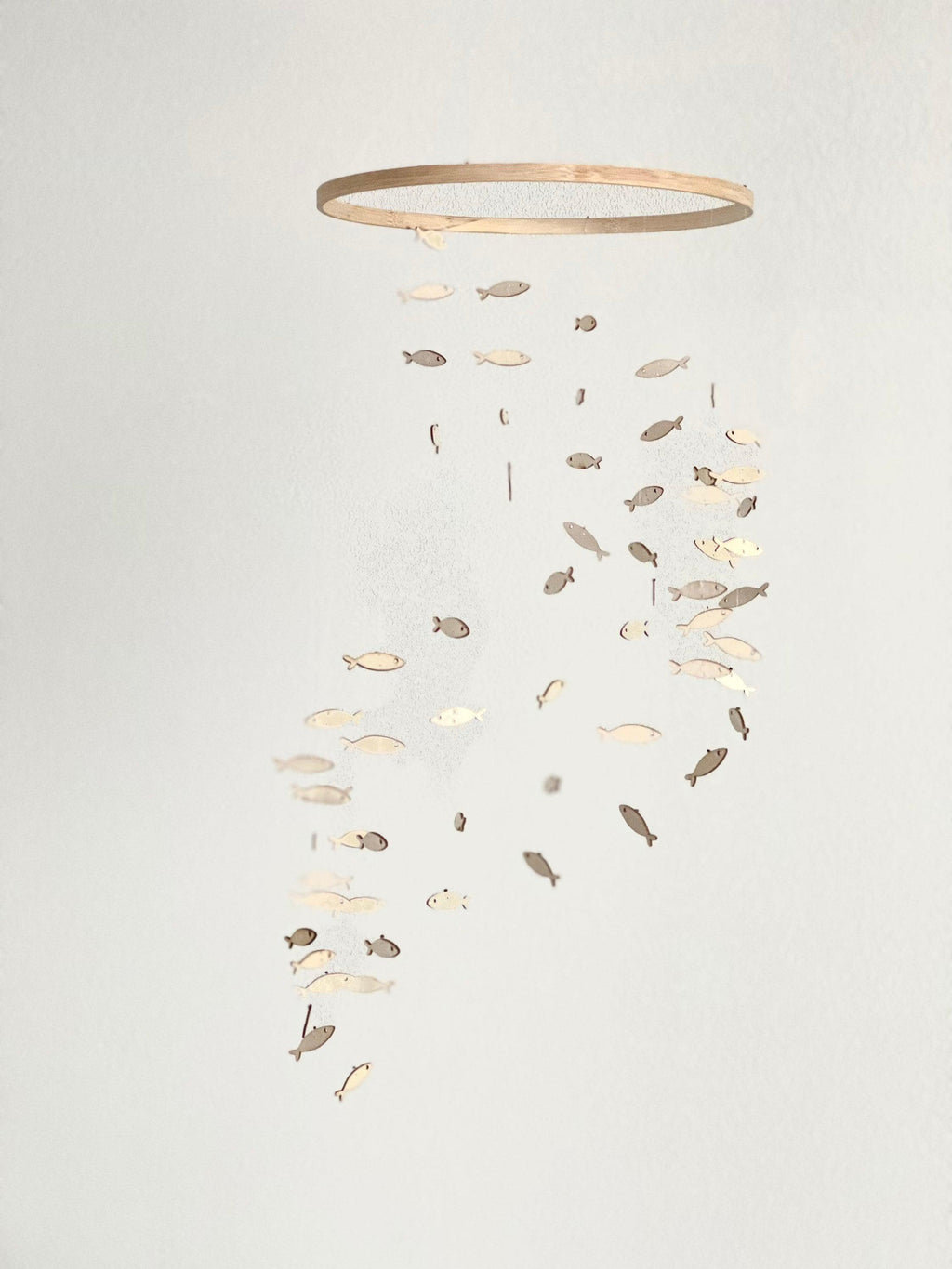 Silver wood fish baby mobile, marine crib mobile nursery, night baby mobile, kids mobile, minimalist mobile, gender neutral mobile
