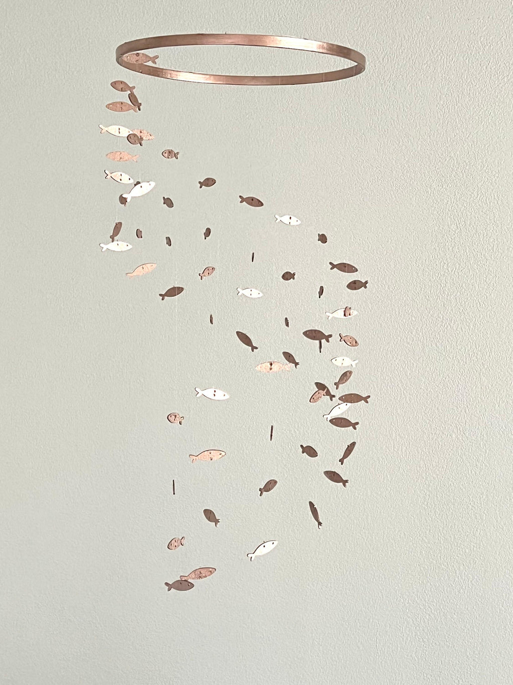 Rose gold fish baby mobile, marine crib mobile nursery, night baby mobile, kids mobile, minimalist mobile, gender neutral wood mobile