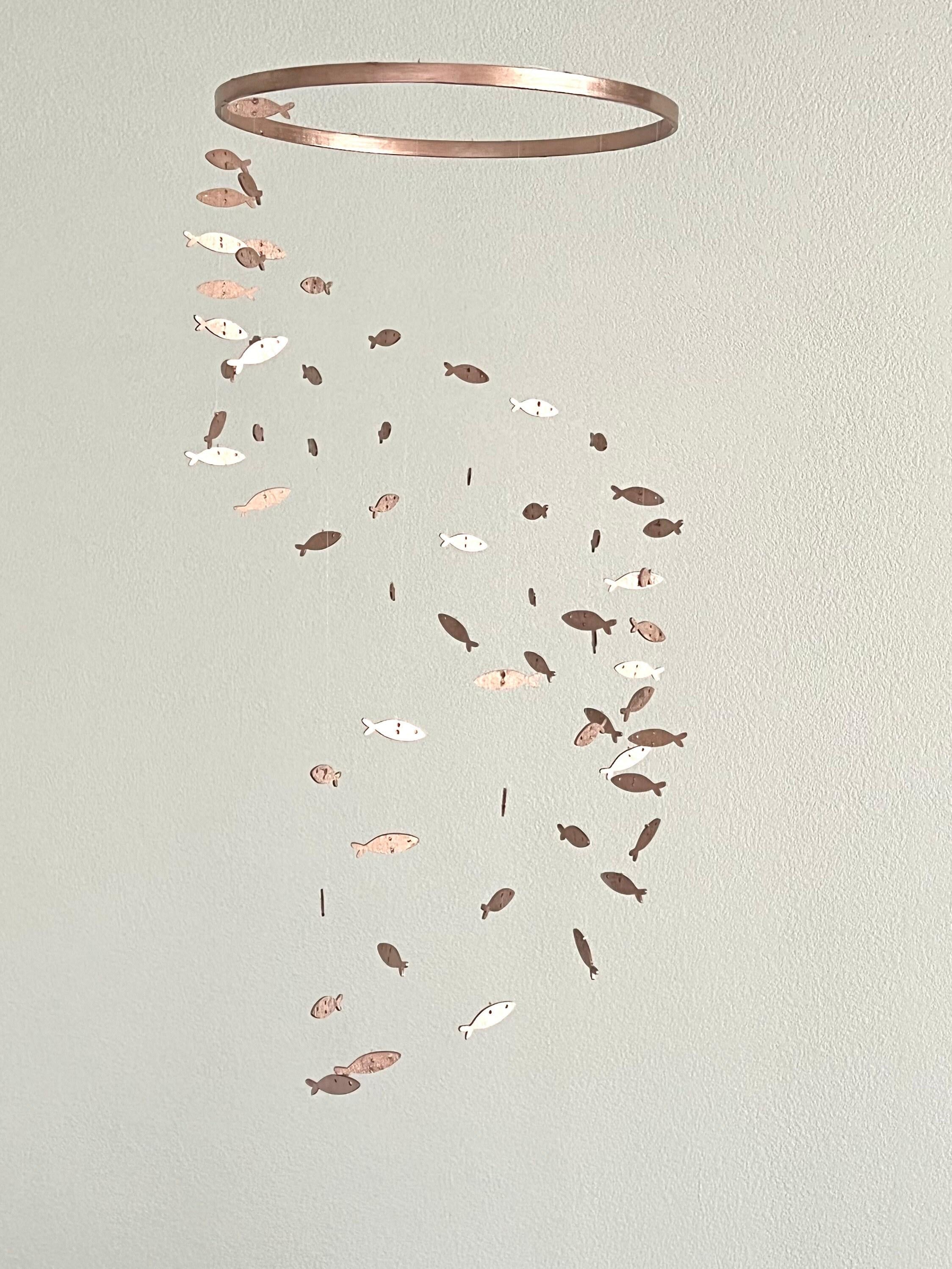 Rose gold fish baby mobile, marine crib mobile nursery, night baby mobile, kids mobile, minimalist mobile, gender neutral wood mobile