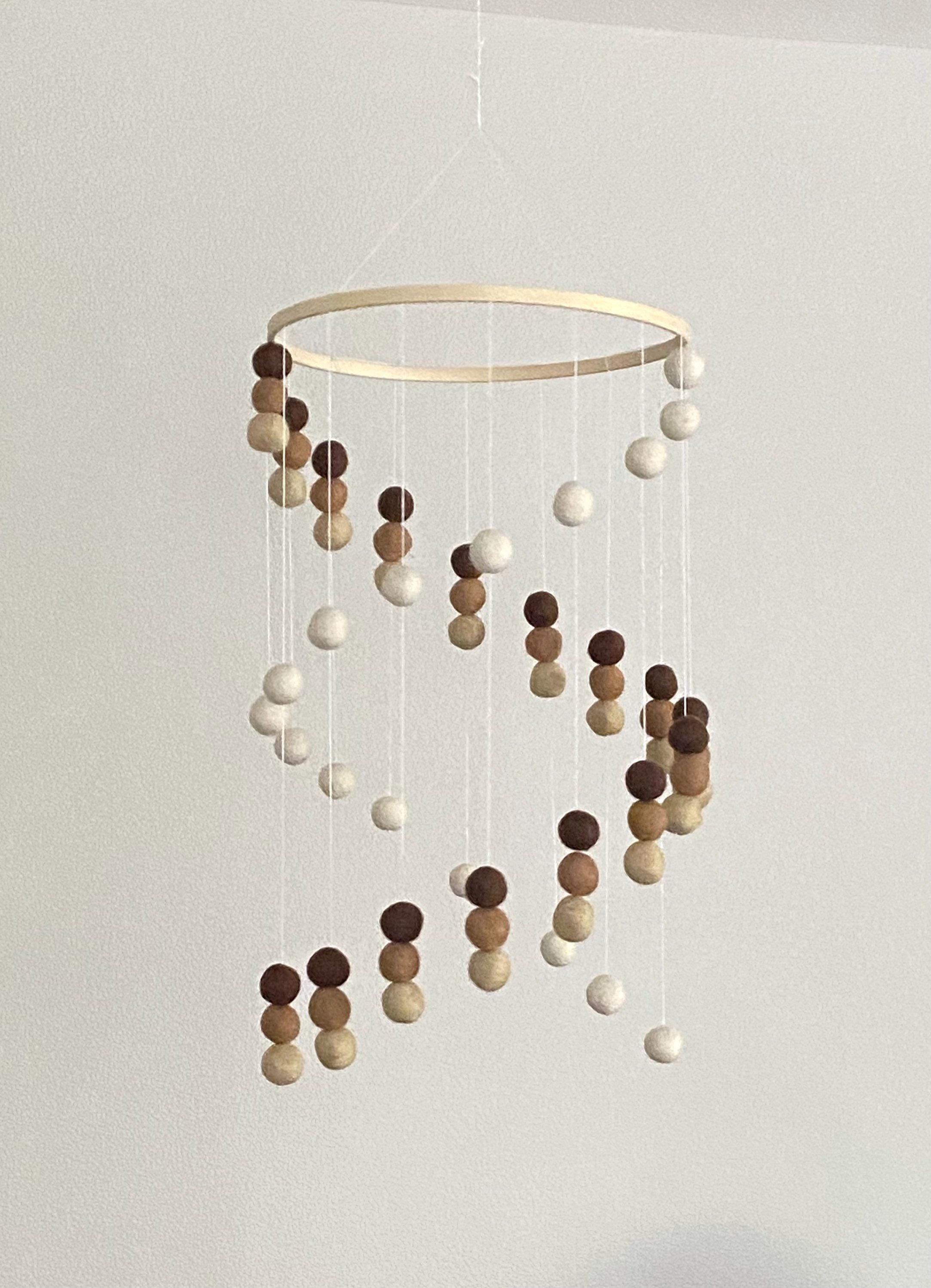 Felt wool ball mobile, pom pom mobile, felt pom pom mobile, felt ball mobile, minimalist mobile, boho nursery decor