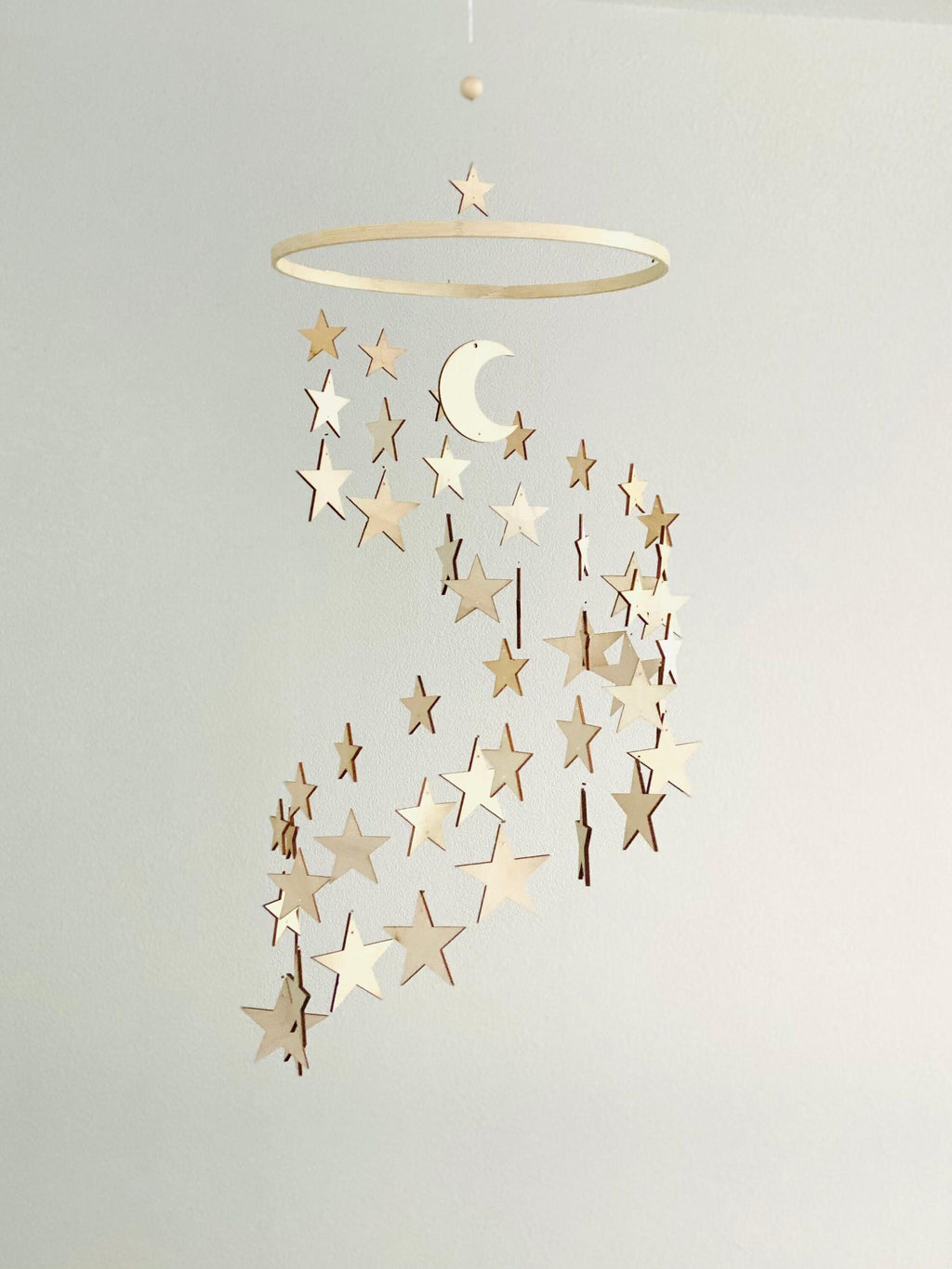 Wood stars baby mobile, stars and moon mobile nursery, night baby mobile, night baby mobile, minimalist mobile, gender neutral mobile