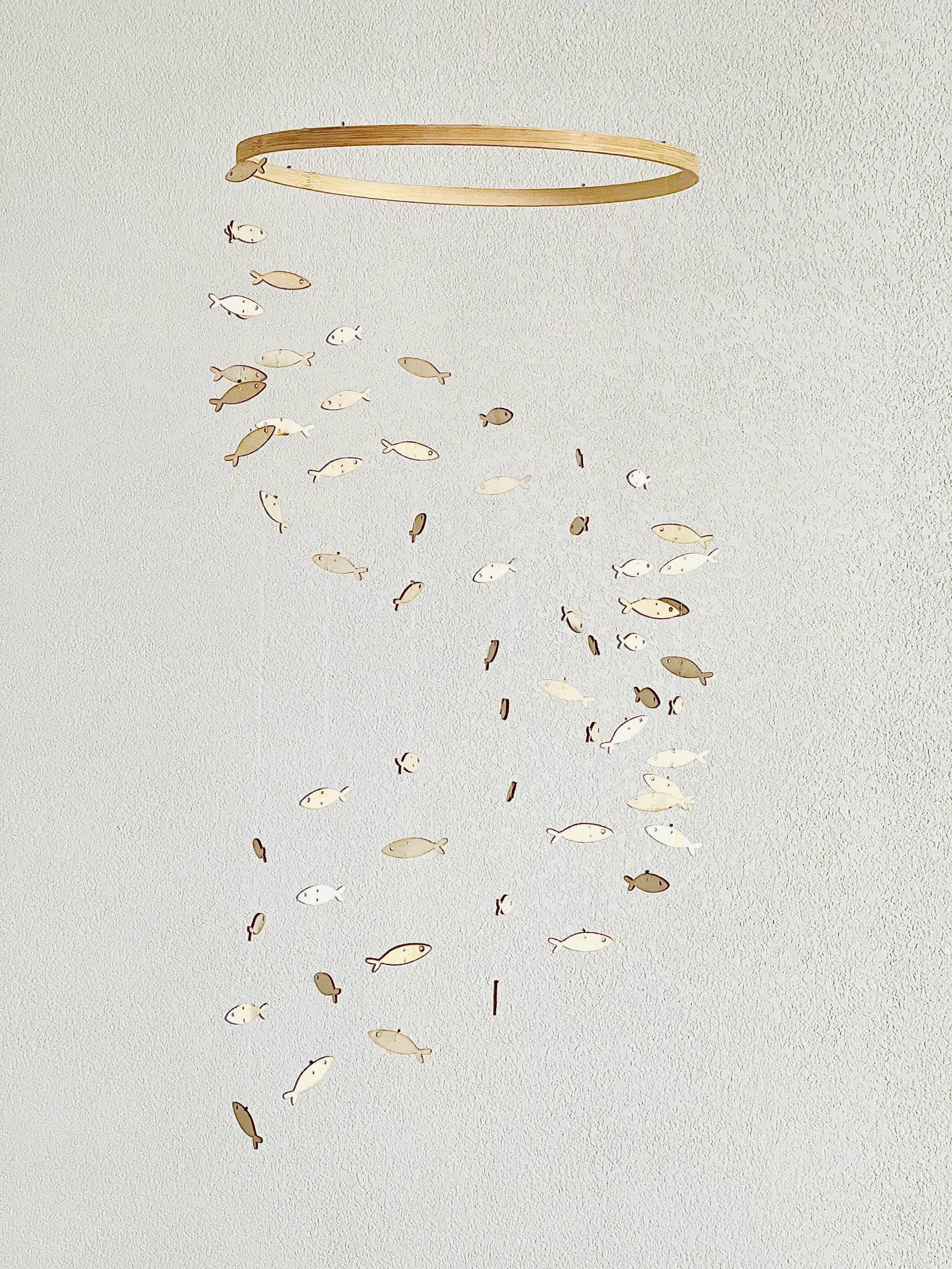 Rose gold fish baby mobile, marine crib mobile nursery, night baby mobile, kids mobile, minimalist mobile, gender neutral wood mobile