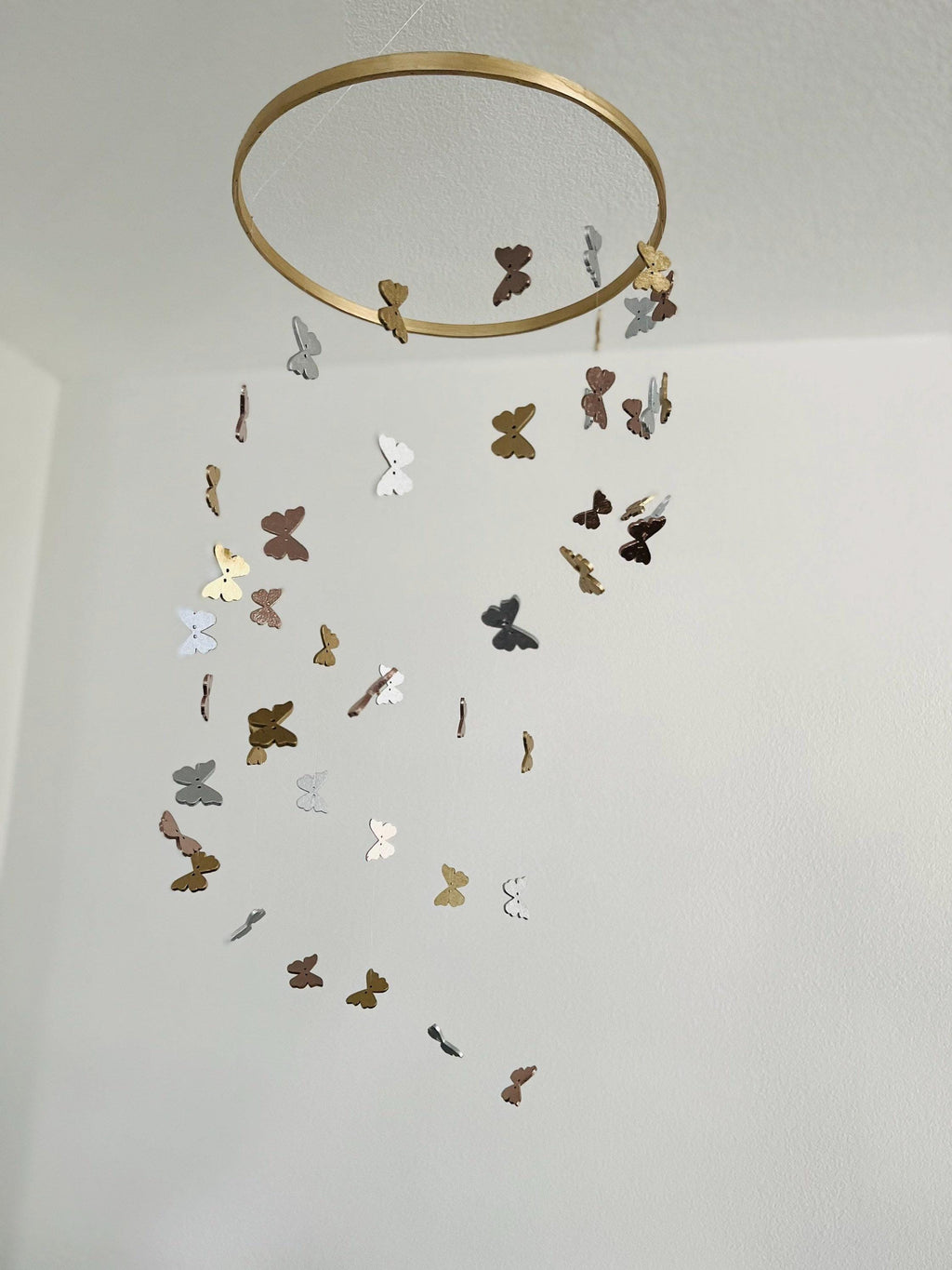 Multicolor butterflies baby mobile, gold, silver, rose gold wood kids mobile, boho minimalist mobile, gender neutral mobile