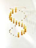 Gold balls and felt wool ball mobile, sunshine pom pom mobile, felt pom pom mobile, felt ball mobile, minimalist mobile, boho nursery decor