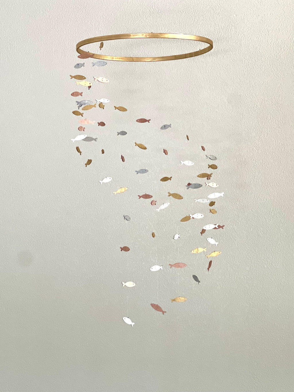 Multicolor fish baby mobile, marine crib mobile nursery gold silver rose gold wood fish kids mobile toddler minimalist boho mobile