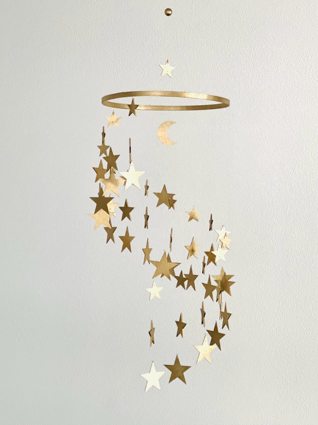 Brass gold stars baby mobile,  stars and moon mobile nursery, moon baby mobile, minimalist mobile, gender neutral mobile