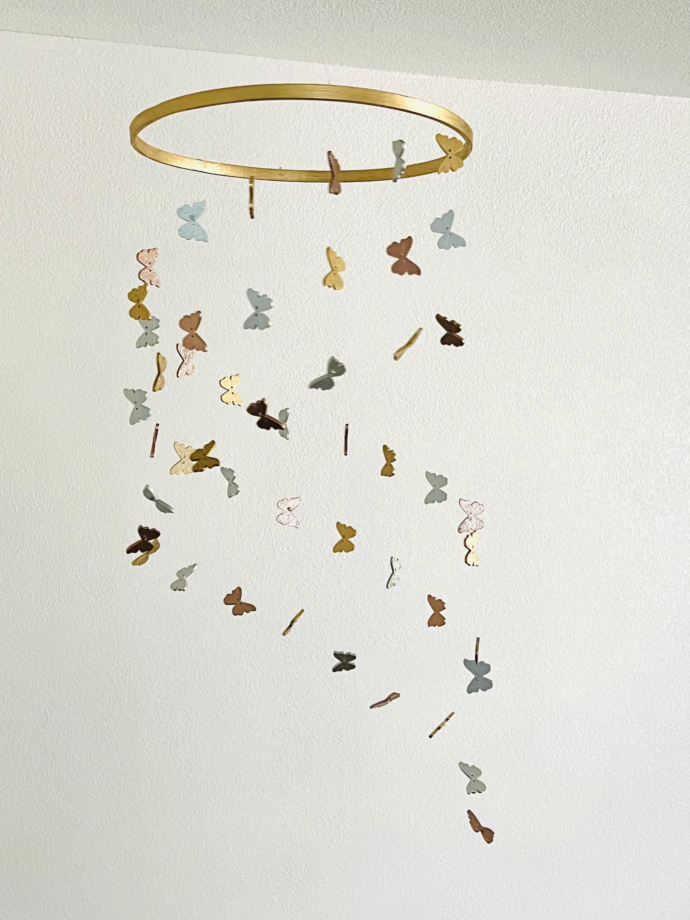 Multicolor butterflies baby mobile, gold, silver, rose gold wood kids mobile, boho minimalist mobile, gender neutral mobile