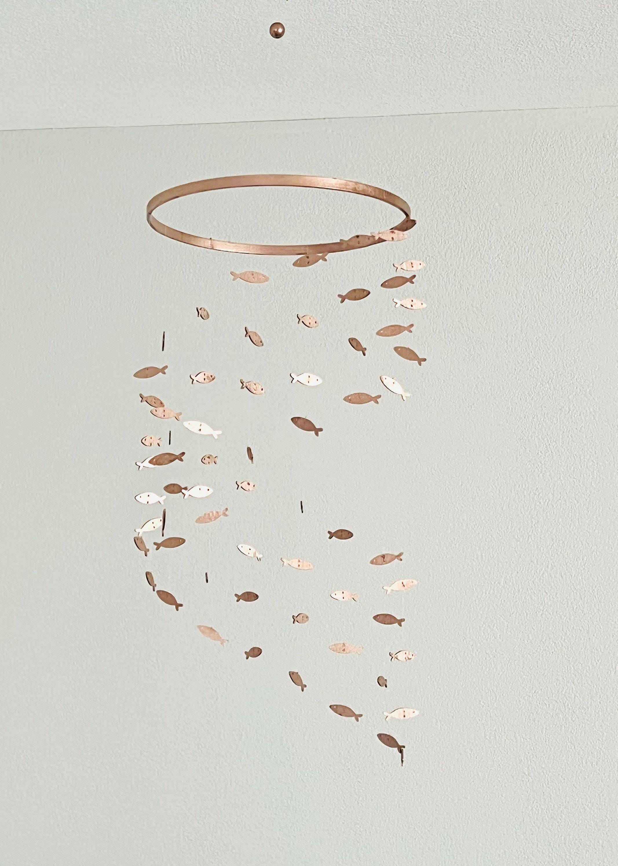 Rose gold fish baby mobile, marine crib mobile nursery, night baby mobile, kids mobile, minimalist mobile, gender neutral wood mobile