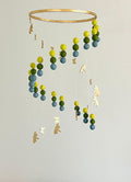 Gold butterflies and dragonflies felt wool balls mobile, forest pom pom mobile, jungle felt mobile, minimalist mobile, boho nursery decor