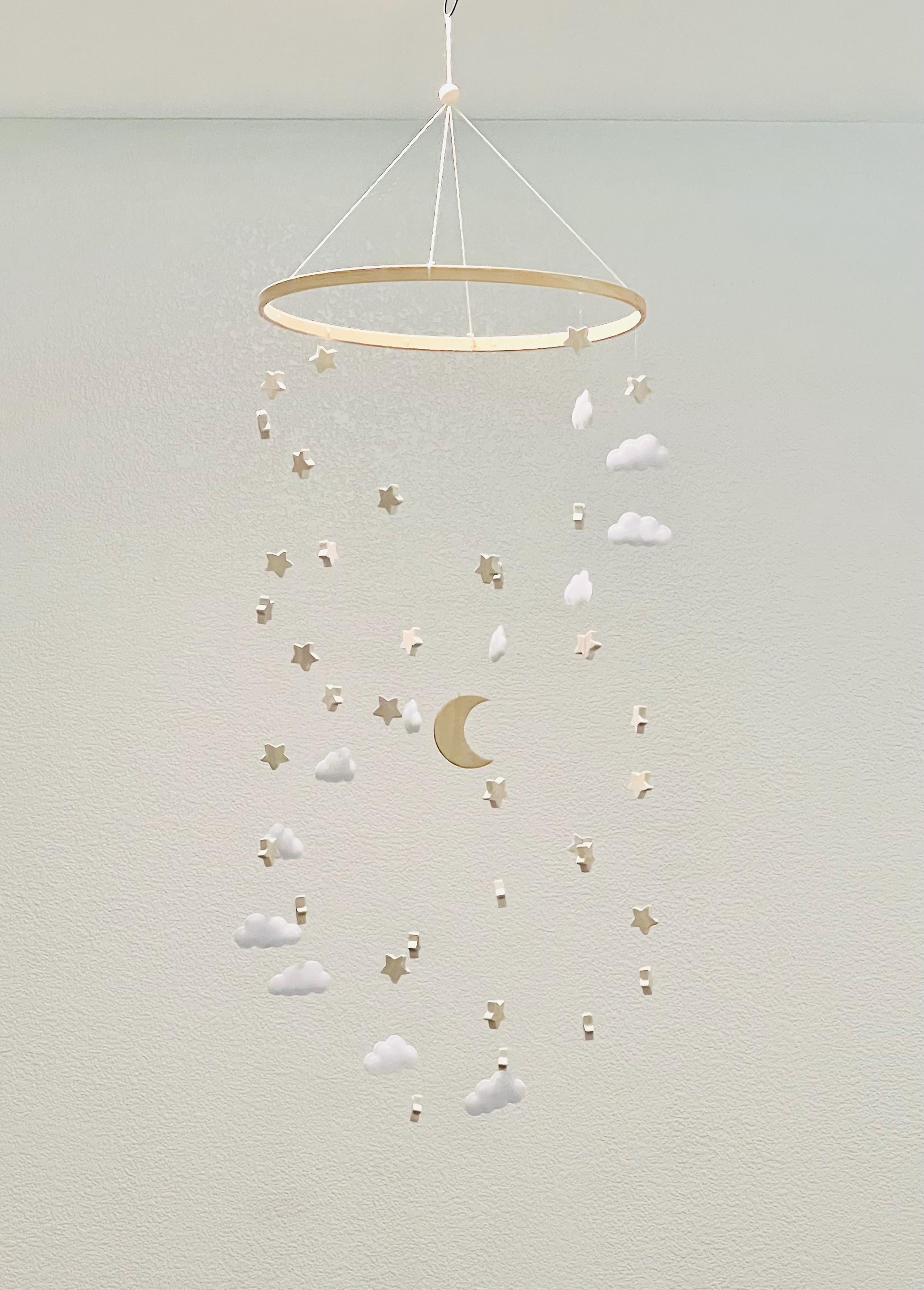 Stars and moon mobile, stars baby mobile, cloud mobile, neutral baby mobile, gender neutral nursery, baby boy nursery, baby girl mobile
