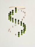 Monstera leaves and felt wool balls mobile, forest pom pom mobile, jungle felt mobile, minimalist mobile, boho nursery decor