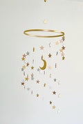 Multicolor wood stars and moon baby mobile, stars and moon mobile nursery, night baby mobile, minimalist mobile, gender neutral mobile