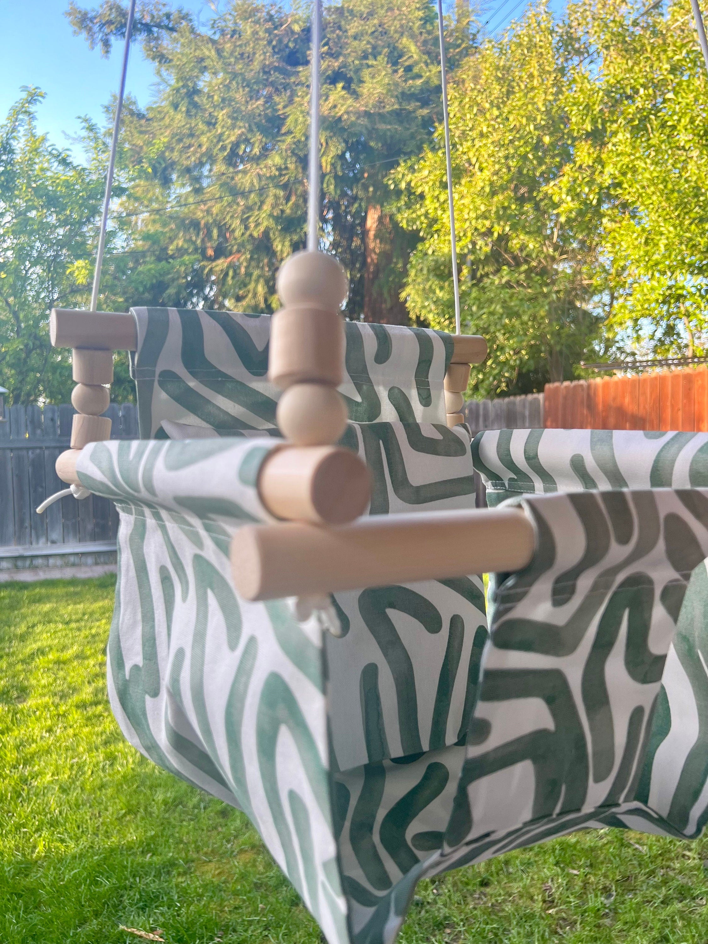 Green Baby Toddler Fabric Swing Minimalistic Baby Shipped in 3 days Customized Gift