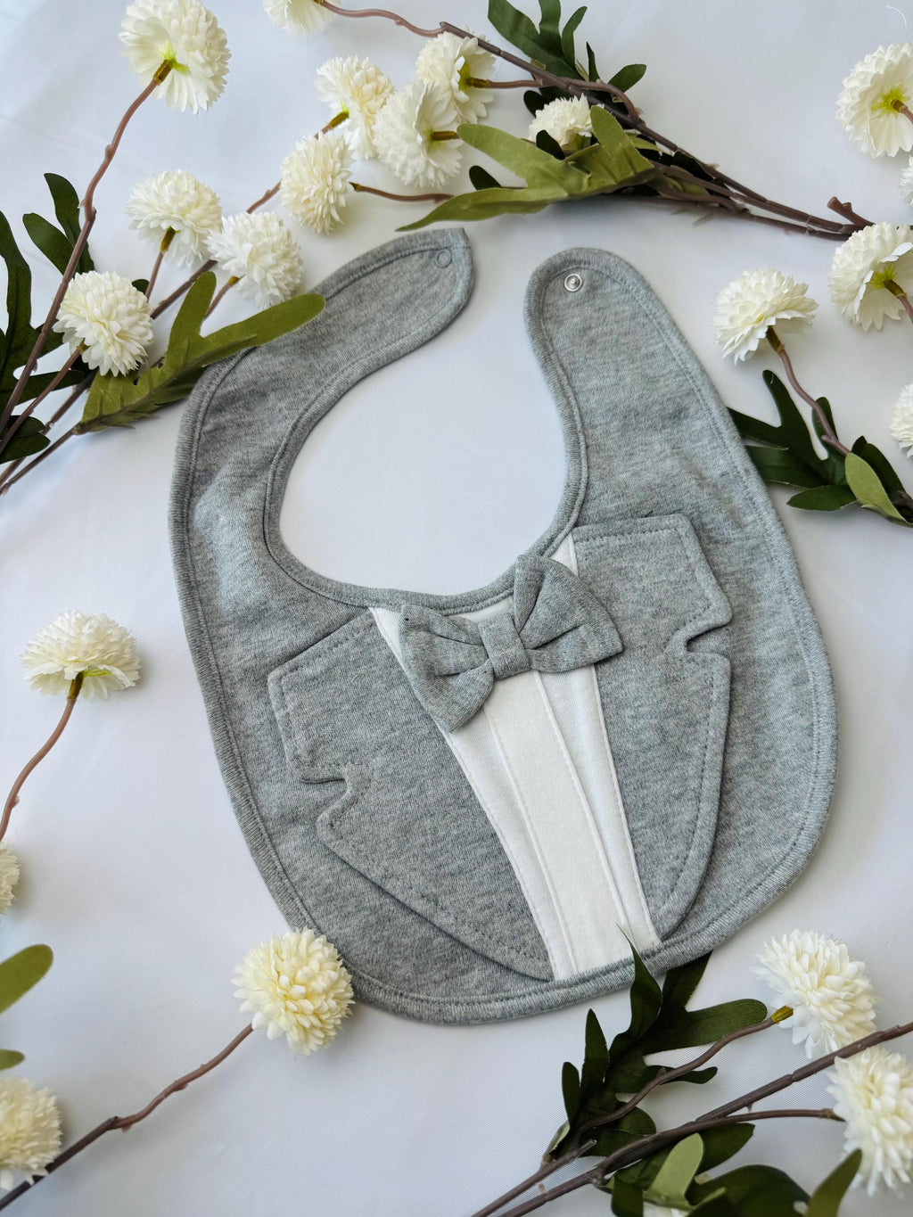 Baby Boy Gift Box – Green Button-Up Outfit, Tuxedo Bib & Wooden Toy – Newborn Shower Present