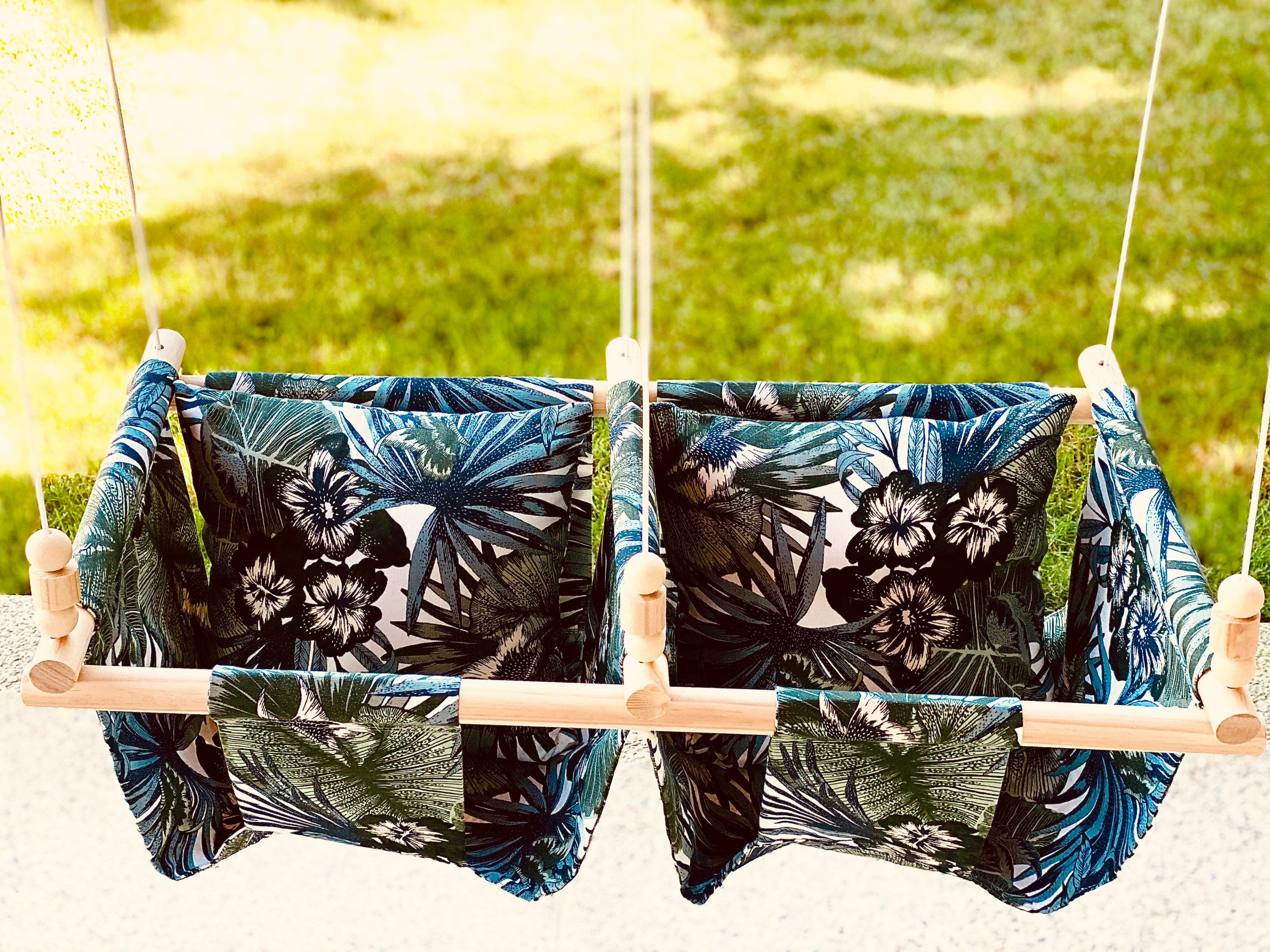 Outdoor Indoor Hawaiian Jungle Tropical Fabric Twin Baby Swing Hammock Shipped in 3 days Customize it