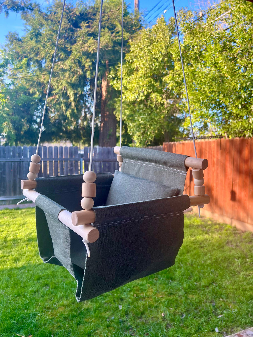 Forest Green Baby Toddler Fabric Swing Minimalistic Baby Shipped in 3 days Customized Gift