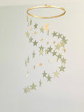 Gold and sage green stars baby mobile, wood stars and moon mobile nursery, toddlers mobile, kids room decor, minimalist mobiles