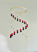 Gold stars and white, red, navy blue felt wool ball mobile, pom pom mobile, boho spinning mobile, minimalist mobile
