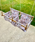 Twin Babies Fabric Swing. WEATHERPROOF Outdoor Garden Baby Swing with pillow and playing beads