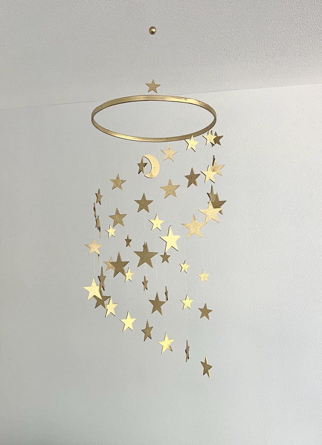 Brass gold stars baby mobile,  stars and moon mobile nursery, moon baby mobile, minimalist mobile, gender neutral mobile