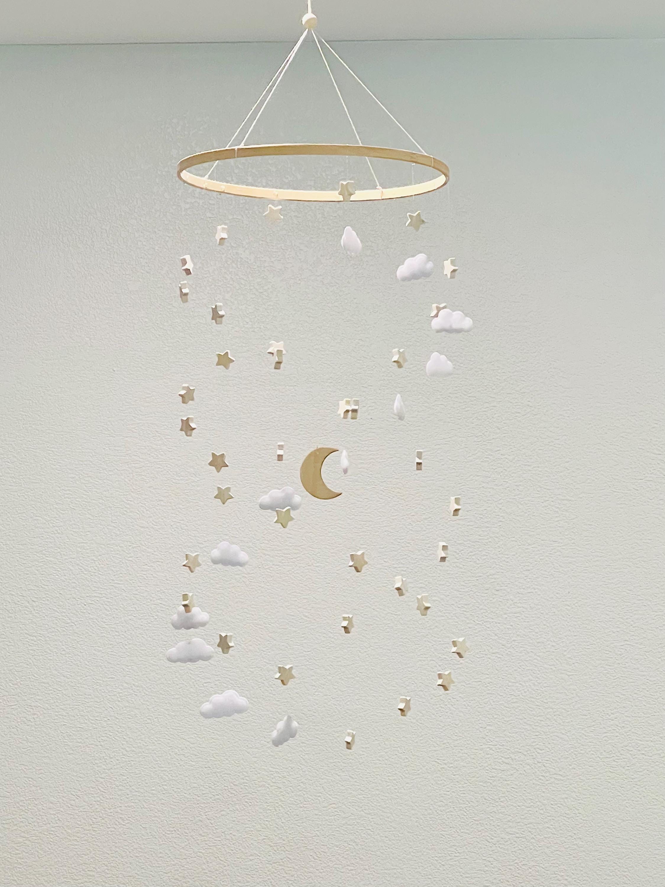 Stars and moon mobile, stars baby mobile, cloud mobile, neutral baby mobile, gender neutral nursery, baby boy nursery, baby girl mobile