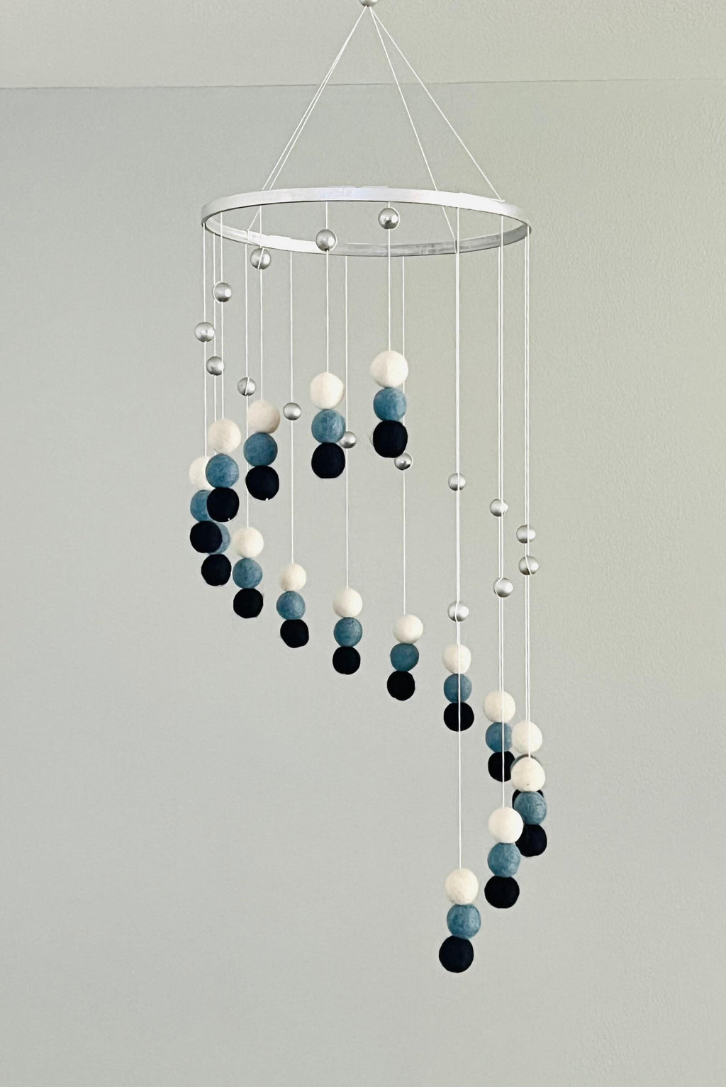 Felt wool ball mobile, pom pom mobile, felt pom pom mobile, felt ball mobile, baby girl mobile, minimalist mobile, boho nursery decor
