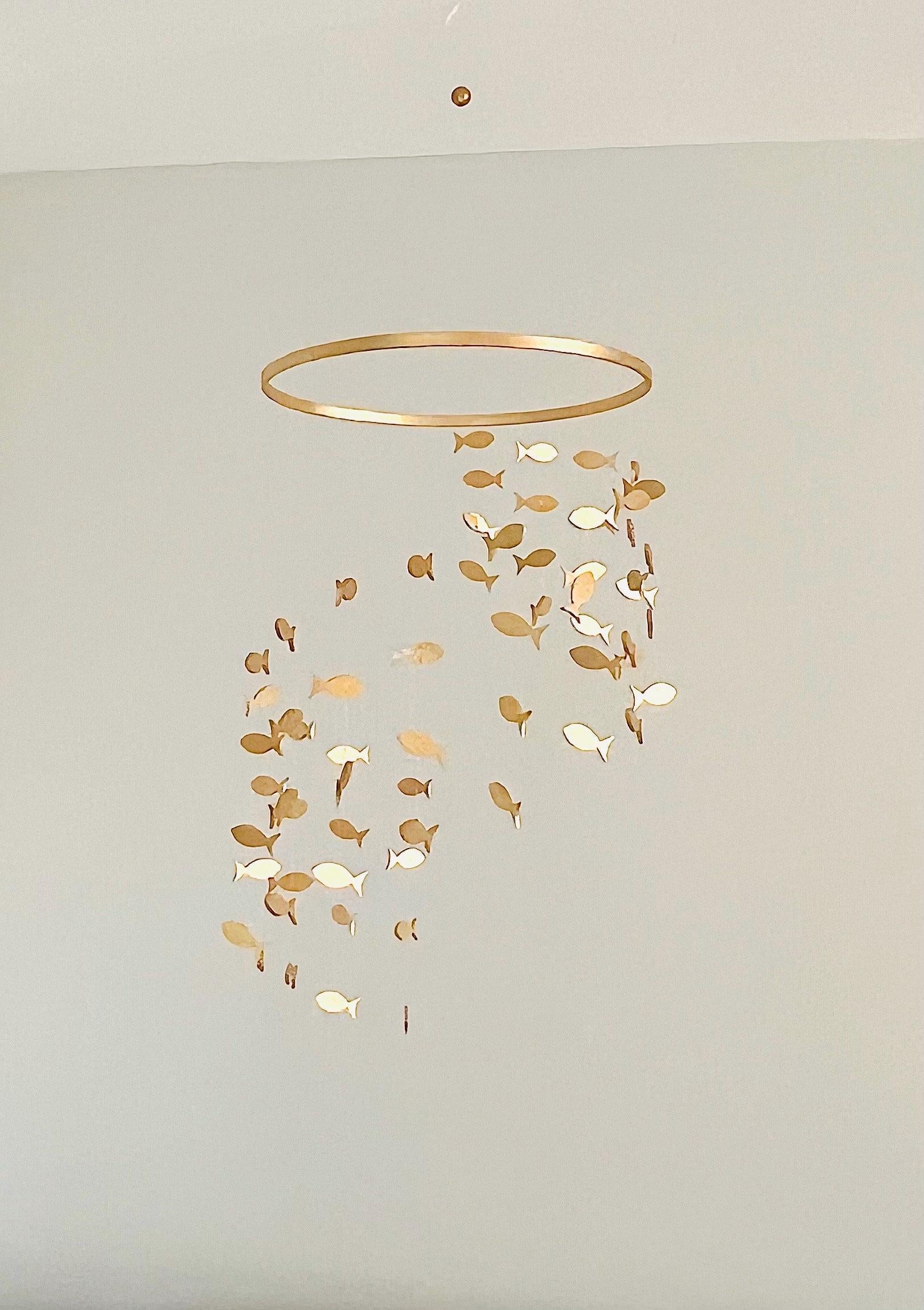 Wood fish baby mobile, marine crib mobile boho nursery night mobile, fishing kids mobile, minimalist mobile, fisherman neutral mobile