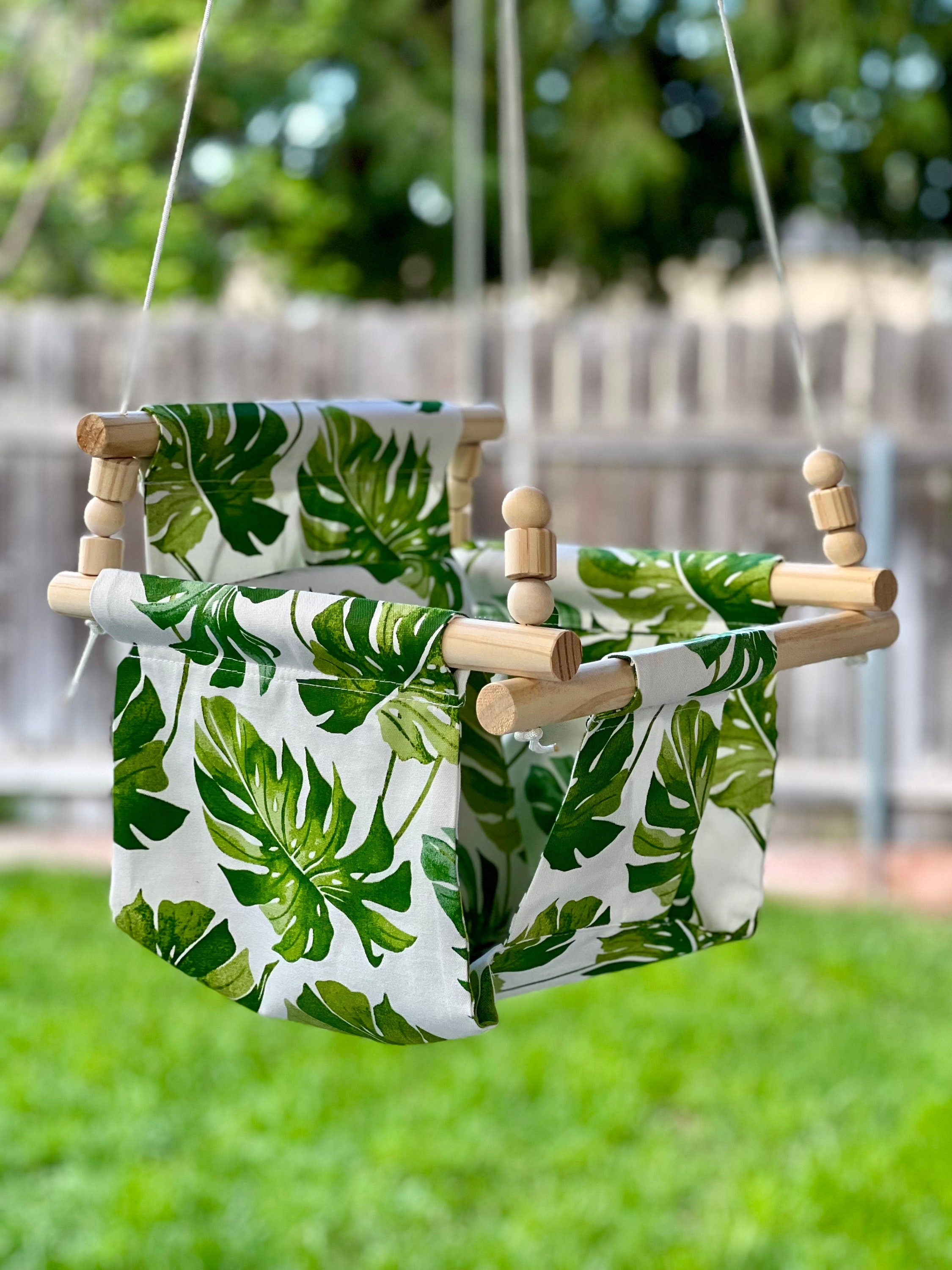 High Back Black and White Baby Toddler Fabric Swing Minimalistic BabyShipped in 3 days Gift