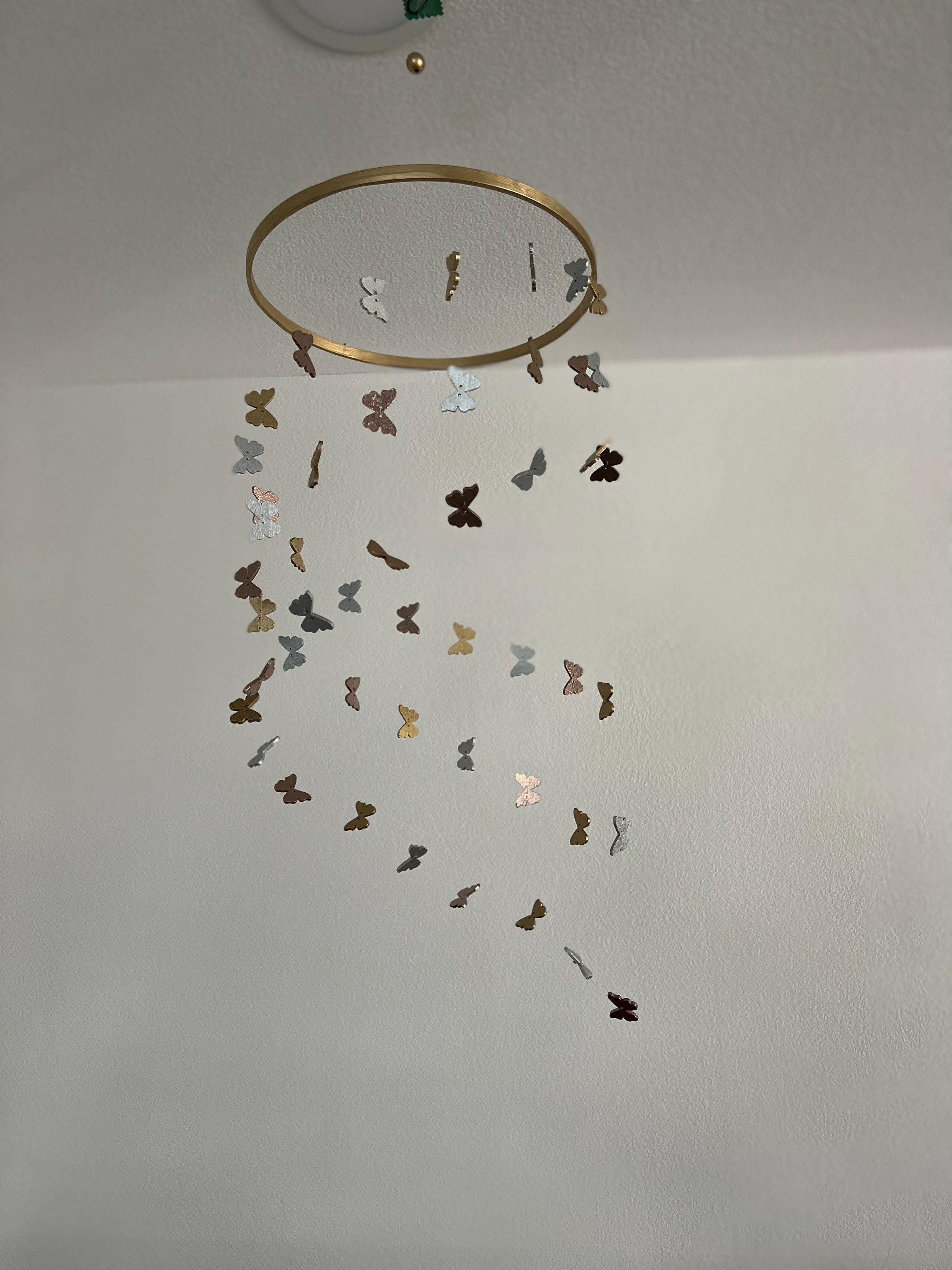 Multicolor butterflies baby mobile, gold, silver, rose gold wood kids mobile, boho minimalist mobile, gender neutral mobile