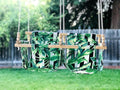 Floral Print High Back Twin / Siblings Babies Fabric Swing.  Double Indoor/Outdoor Baby/Toddler Swing with Pillows