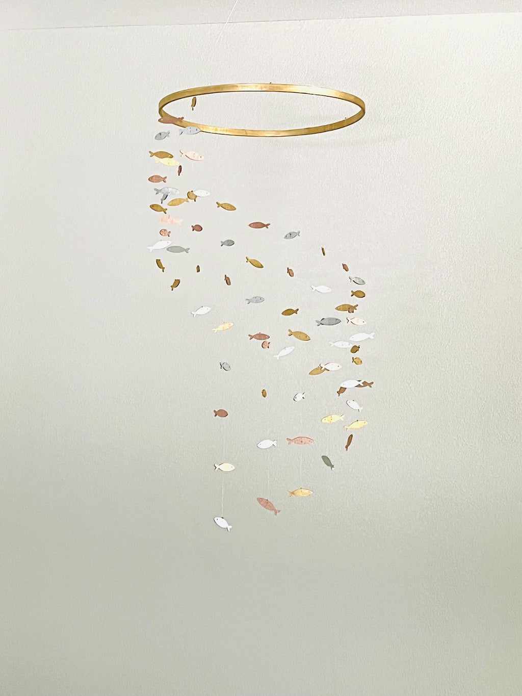 Multicolor fish baby mobile, marine crib mobile nursery gold silver rose gold wood fish kids mobile toddler minimalist boho mobile