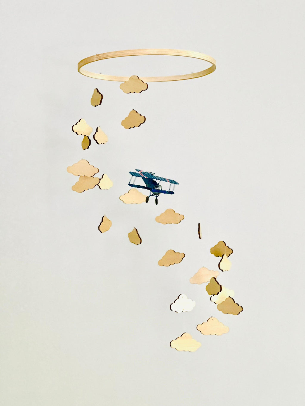 Airplane and clouds baby mobile, spiral crib mobile nursery, night baby mobile, kids mobile, minimalist mobile, gender neutral mobile