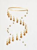 Gold silver balls and felt wool balls mobile, neutral felt pom pom mobile, felt ball mobile, minimalist mobile, boho nursery decor