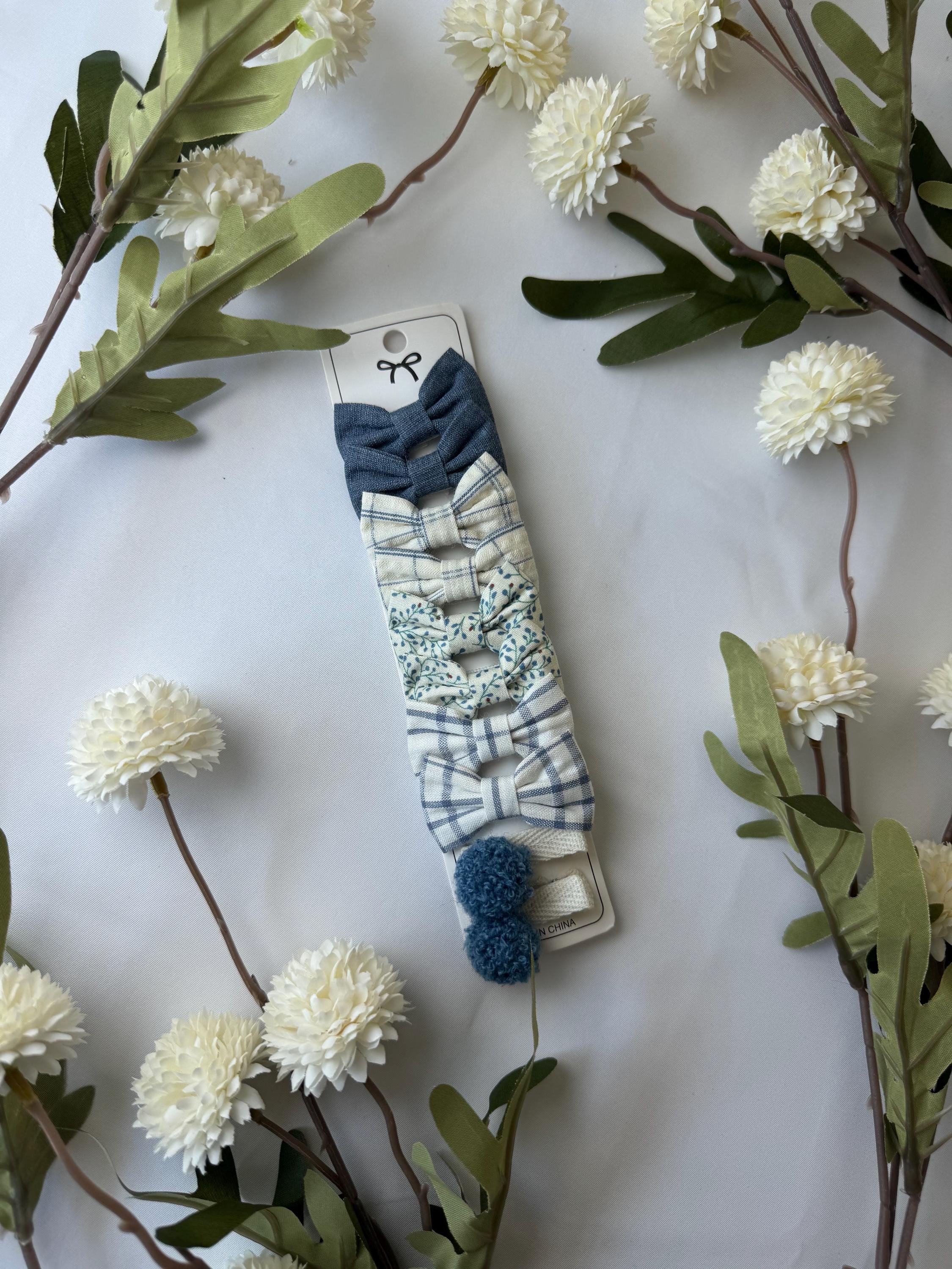 Baby Gift Box – Blue Knit Cardigan with Daisies, Headbands & Bib | Baby Shower Gift |  Outfit Set | Coming Home Gift| 9 month