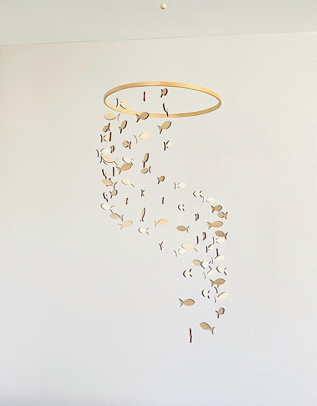 Wood fish baby mobile, marine crib mobile boho nursery night mobile, fishing kids mobile, minimalist mobile, fisherman neutral mobile