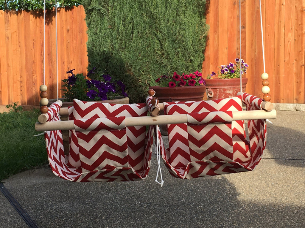 Twin Babies Fabric Swing.  Double Indoor/Outdoor Baby/Todler Swing with a Pillow