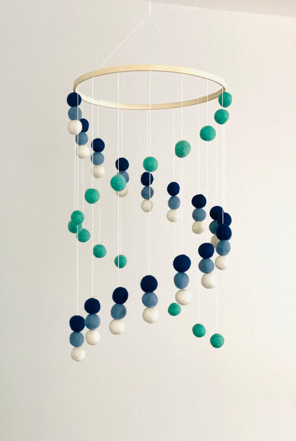 Felt wool ball mobile, pom pom mobile, felt pom pom mobile, felt ball mobile, minimalist mobile, boho nursery decor