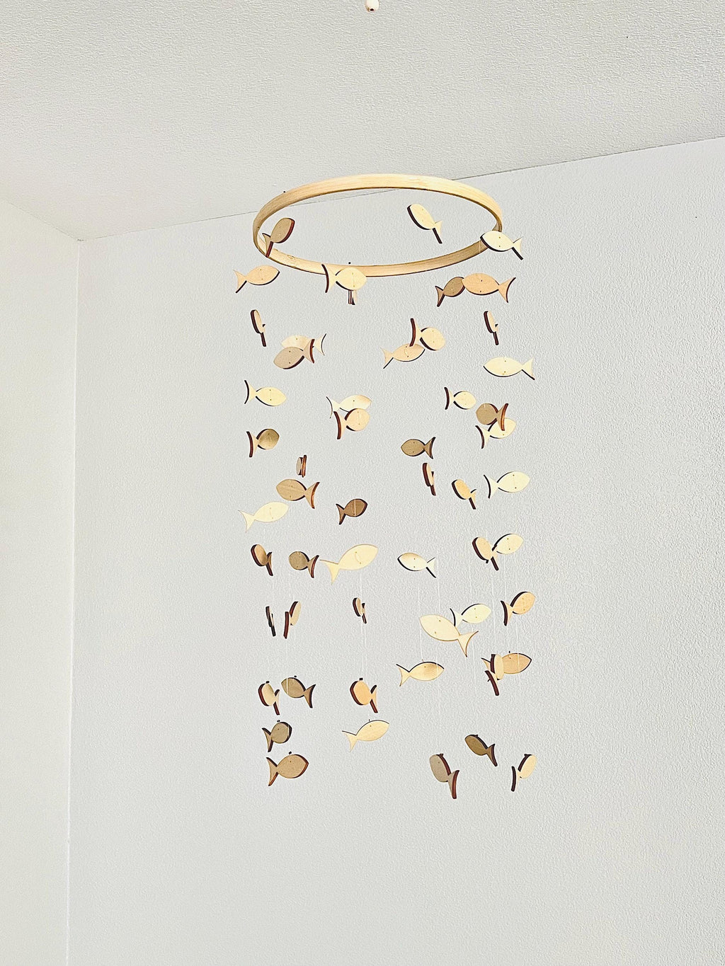Wood fishing baby mobile, marine crib mobile nursery, night baby mobile, kids mobile, minimalist mobile, gender neutral mobile