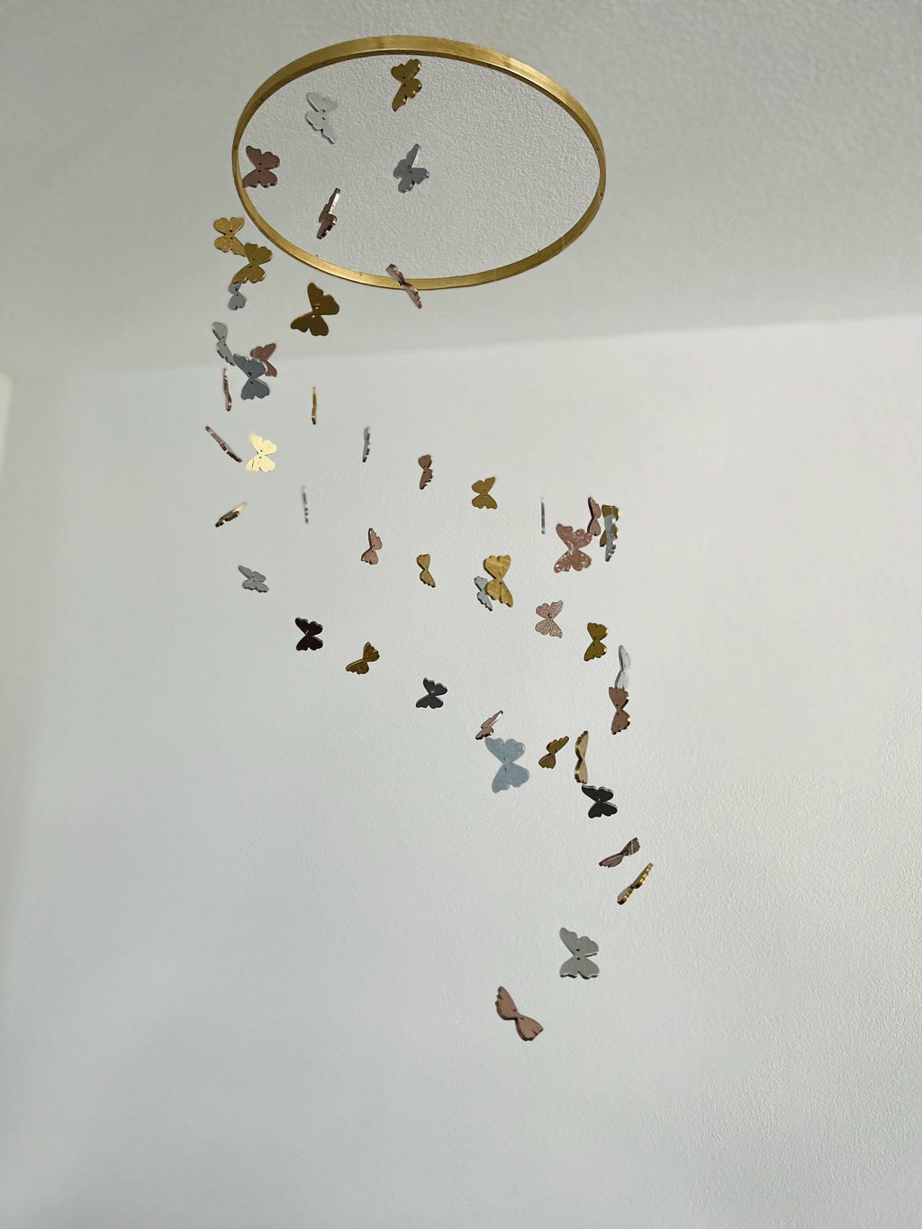 Multicolor butterflies baby mobile, gold, silver, rose gold wood kids mobile, boho minimalist mobile, gender neutral mobile